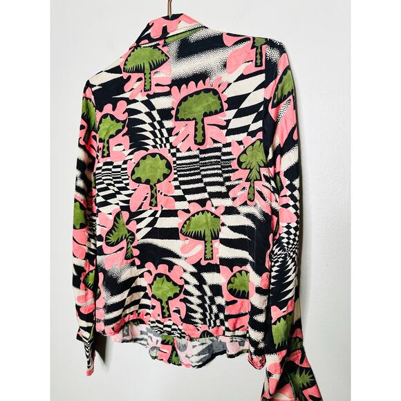 UNTITLED IN MOTION Pink Black Abstract Design Button Front Glidas Shirt Size XL - Picture 5 of 10